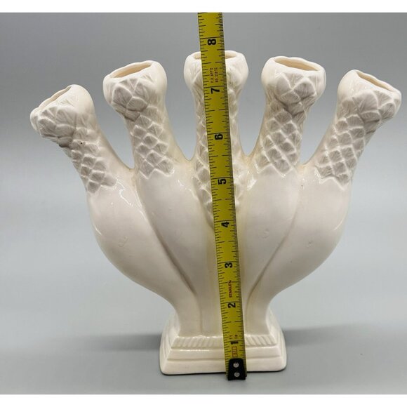 Mid Century Cream Quintal Five Finger Vase Posy Holder Ceramic 7.5 inch - Picture 7 of 7